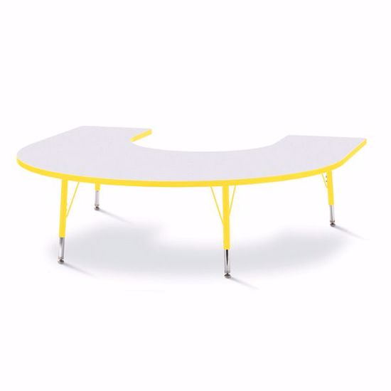 Picture of Berries® Horseshoe Activity Table - 66" X 60", T-height - Gray/Yellow/Yellow