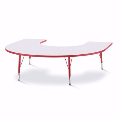 Picture of Berries® Horseshoe Activity Table - 66" X 60", T-height - Gray/Red/Red