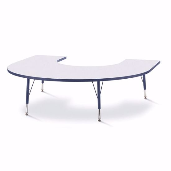 Picture of Berries® Horseshoe Activity Table - 66" X 60", T-height - Gray/Navy/Navy