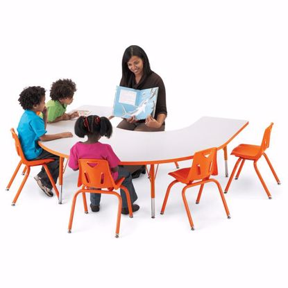 Picture of Berries® Horseshoe Activity Table - 66" X 60", T-height - Gray/Orange/Orange