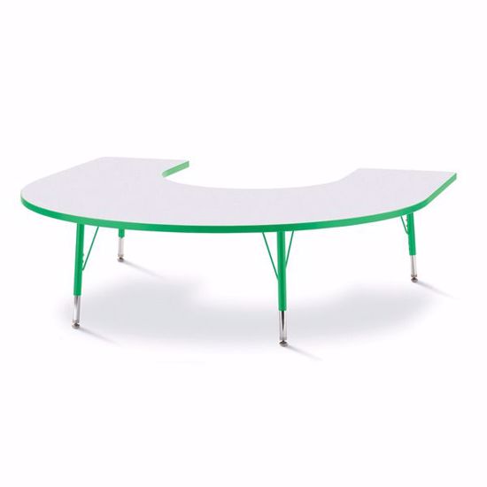 Picture of Berries® Horseshoe Activity Table - 66" X 60", T-height - Gray/Green/Green