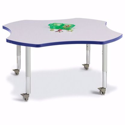 Picture of Berries® Four Leaf Activity Table - 48", Mobile - Gray/Blue/Gray
