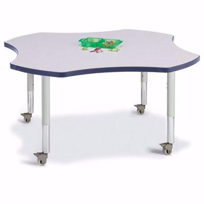 Picture of Berries® Four Leaf Activity Table - 48", Mobile - Gray/Navy/Gray