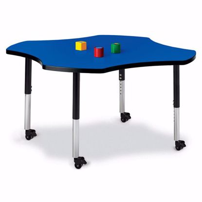 Picture of Berries® Four Leaf Activity Table - 48", Mobile - Blue/Black/Black