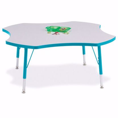 Picture of Berries® Four Leaf Activity Table - 48", T-height - Gray/Teal/Teal