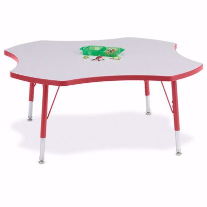 Picture of Berries® Four Leaf Activity Table - 48", T-height - Gray/Red/Red