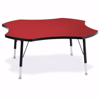 Picture of Berries® Four Leaf Activity Table - 48", T-height - Red/Black/Black