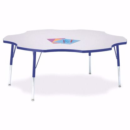 Picture of Berries® Six Leaf Activity Table - 60", A-height - Gray/Blue/Blue