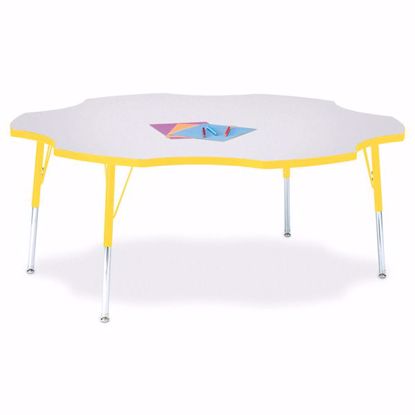 Picture of Berries® Six Leaf Activity Table - 60", A-height - Gray/Yellow/Yellow