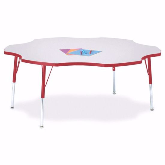 Picture of Berries® Six Leaf Activity Table - 60", A-height - Gray/Red/Red