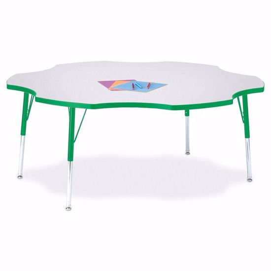 Picture of Berries® Six Leaf Activity Table - 60", A-height - Gray/Green/Green