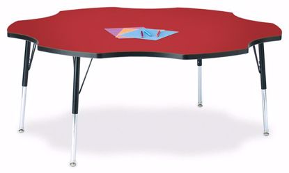 Picture of Berries® Six Leaf Activity Table - 60", A-height - Red/Black/Black