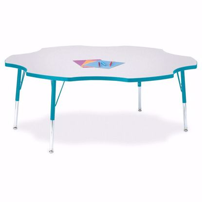 Picture of Berries® Six Leaf Activity Table - 60", E-height - Gray/Teal/Teal