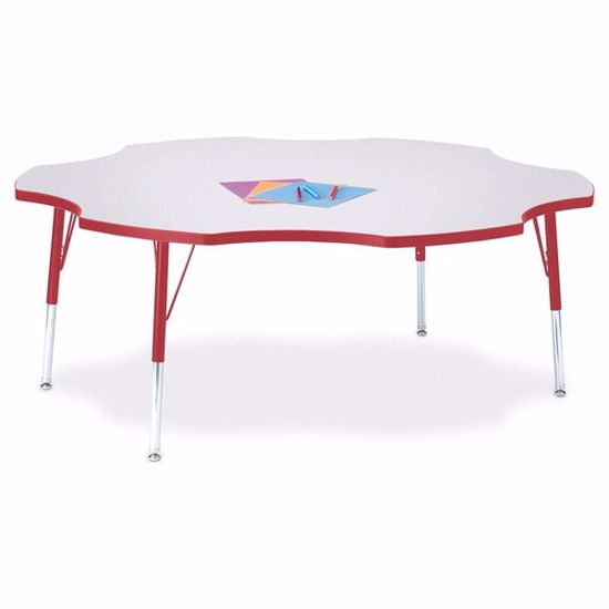 Picture of Berries® Six Leaf Activity Table - 60", E-height - Gray/Red/Red