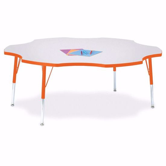 Picture of Berries® Six Leaf Activity Table - 60", E-height - Gray/Orange/Orange