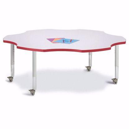 Picture of Berries® Six Leaf Activity Table - 60", Mobile - Gray/Red/Gray