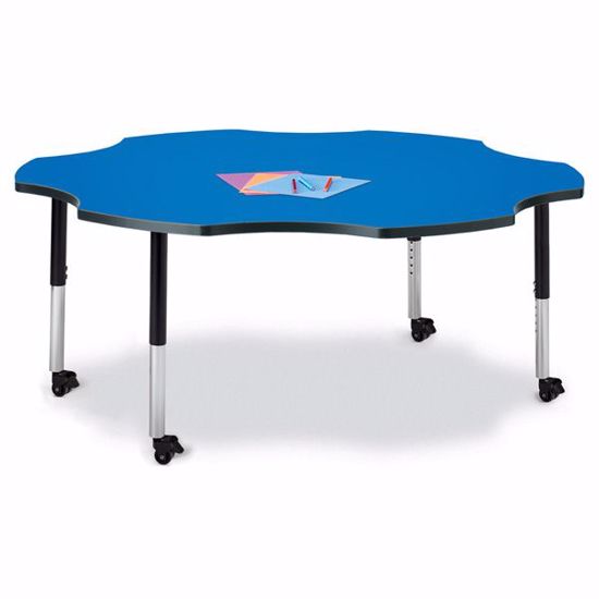 Picture of Berries® Six Leaf Activity Table - 60", Mobile - Blue/Black/Black