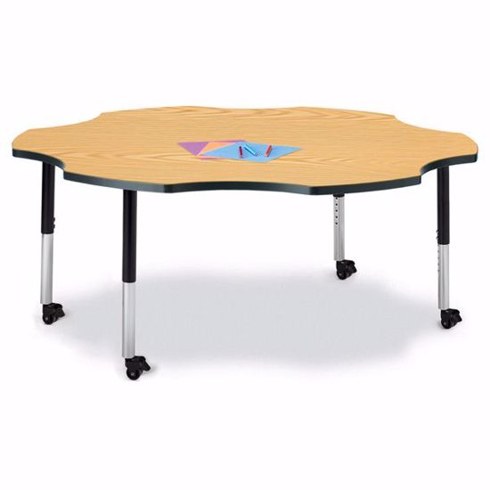 Picture of Berries® Six Leaf Activity Table - 60", Mobile - Oak/Black/Black