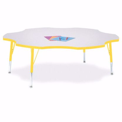 Picture of Berries® Six Leaf Activity Table - 60", T-height - Gray/Yellow/Yellow