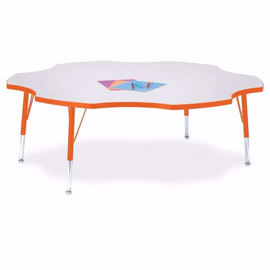 Picture of Berries® Six Leaf Activity Table - 60", T-height - Gray/Orange/Orange