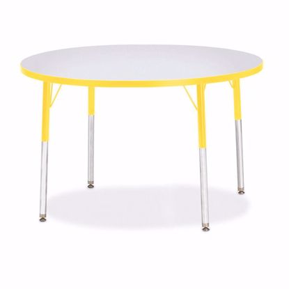 Picture of Berries® Round Activity Table - 42" Diameter, A-height - Gray/Yellow/Yellow