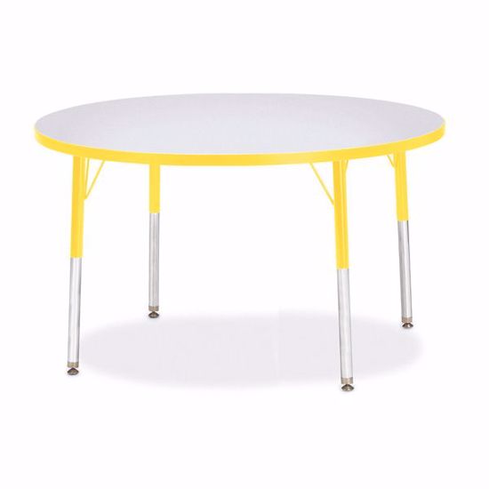 Picture of Berries® Round Activity Table - 42" Diameter, E-height - Gray/Yellow/Yellow