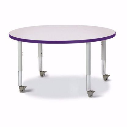 Picture of Berries® Round Activity Table - 42" Diameter, Mobile - Gray/Purple/Gray