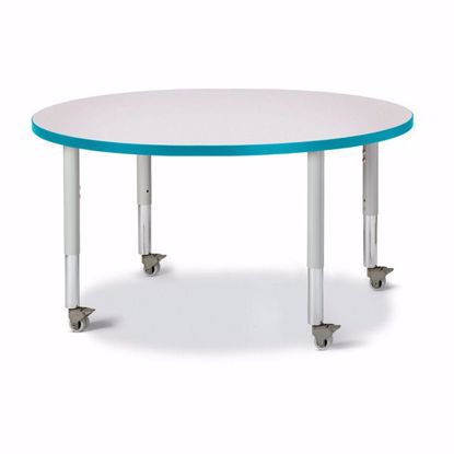 Picture of Berries® Round Activity Table - 42" Diameter, Mobile - Gray/Teal/Gray