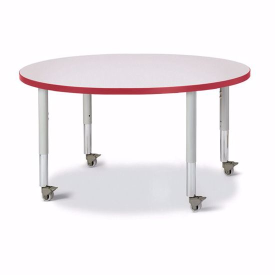 Picture of Berries® Round Activity Table - 42" Diameter, Mobile - Gray/Red/Gray