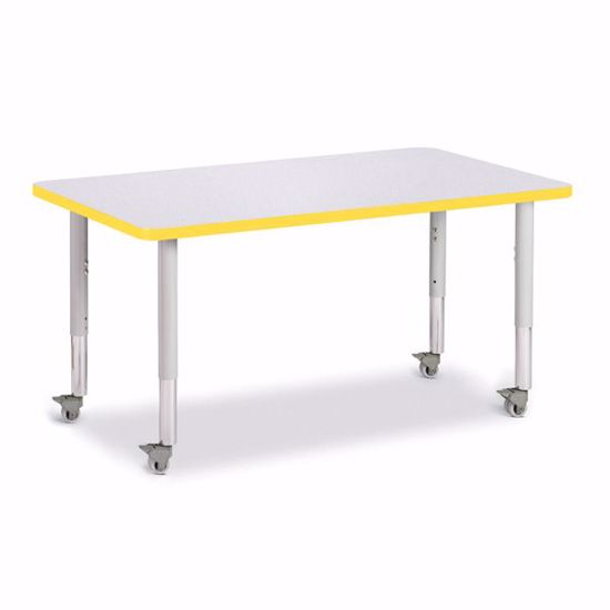 Picture of Berries® Rectangle Activity Table - 30" X 48", Mobile - Gray/Yellow/Gray