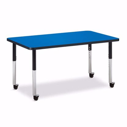 Picture of Berries® Rectangle Activity Table - 30" X 48", Mobile - Blue/Black/Black