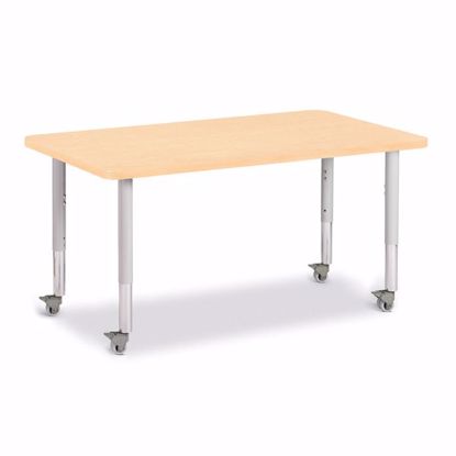 Picture of Berries® Rectangle Activity Table - 30" X 48", Mobile - Maple/Maple/Gray