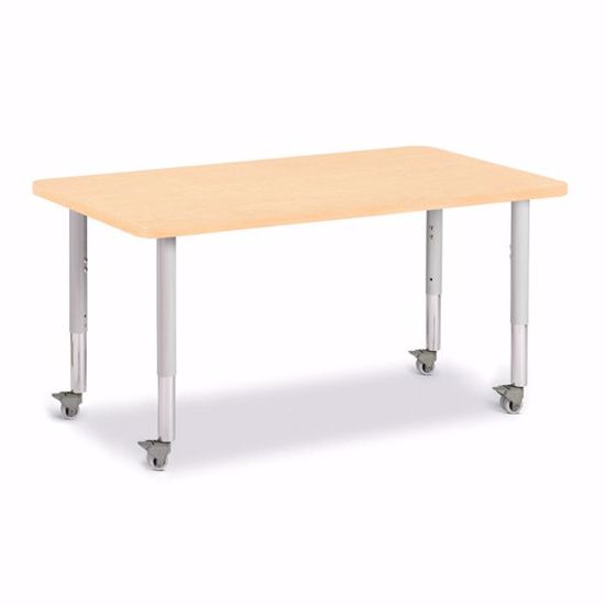 Picture of Berries® Rectangle Activity Table - 30" X 48", Mobile - Maple/Maple/Gray