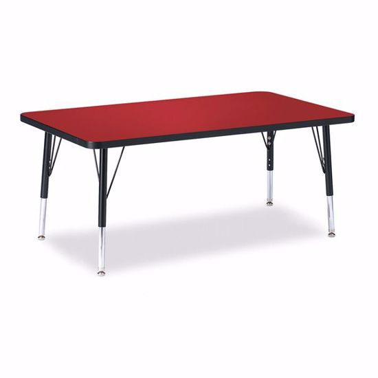 Picture of Berries® Rectangle Activity Table - 30" X 48", T-height - Red/Black/Black