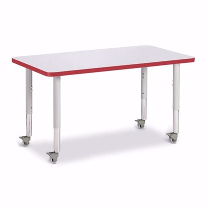 Picture of Berries® Rectangle Activity Table - 24" X 36", Mobile - Gray/Red/Gray