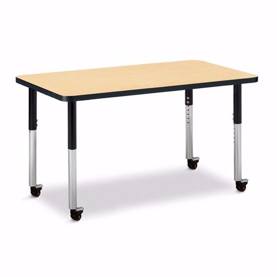 Picture of Berries® Rectangle Activity Table - 24" X 36", Mobile - Maple/Black/Black