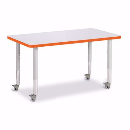 Picture of Berries® Rectangle Activity Table - 24" X 36", Mobile - Gray/Orange/Gray