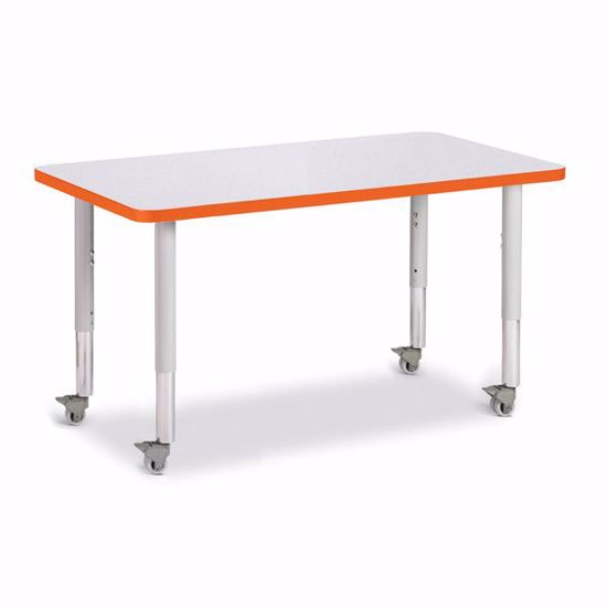 Picture of Berries® Rectangle Activity Table - 24" X 36", Mobile - Gray/Orange/Gray