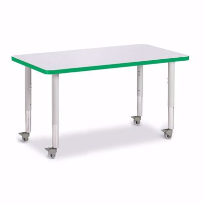 Picture of Berries® Rectangle Activity Table - 24" X 36", Mobile - Gray/Green/Gray