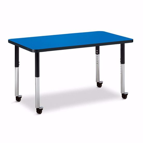 Picture of Berries® Rectangle Activity Table - 24" X 36", Mobile - Blue/Black/Black