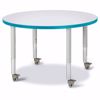 Picture of Berries® Round Activity Table - 36" Diameter, Mobile - Gray/Teal/Gray