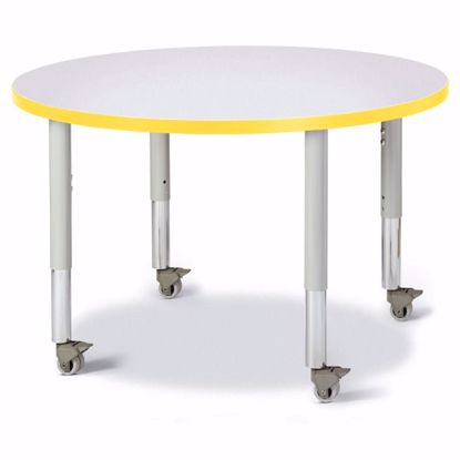 Picture of Berries® Round Activity Table - 36" Diameter, Mobile - Gray/Yellow/Gray