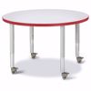 Picture of Berries® Round Activity Table - 36" Diameter, Mobile - Gray/Red/Gray