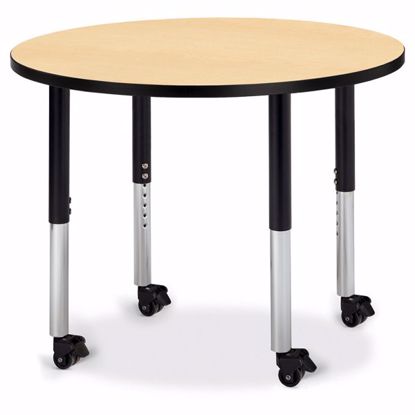 Picture of Berries® Round Activity Table - 36" Diameter, Mobile - Maple/Black/Black