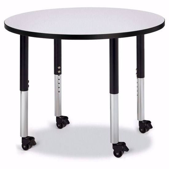 Picture of Berries® Round Activity Table - 36" Diameter, Mobile - Gray/Black/Black