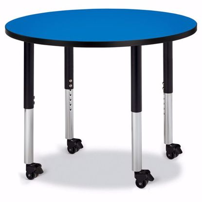 Picture of Berries® Round Activity Table - 36" Diameter, Mobile - Blue/Black/Black