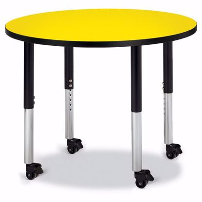 Picture of Berries® Round Activity Table - 36" Diameter, Mobile - Yellow/Black/Black