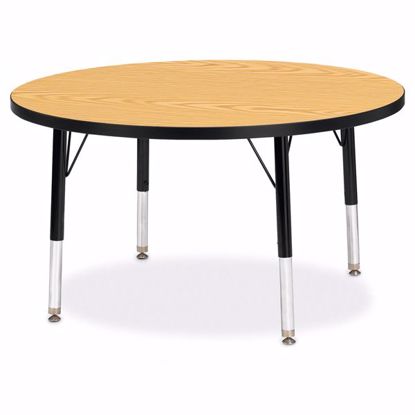 Picture of Berries® Round Activity Table - 36" Diameter, T-height - Oak/Black/Black