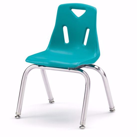 Picture of Berries® Stacking Chairs with Chrome-Plated Legs - 14" Ht - Set of 6 - Teal