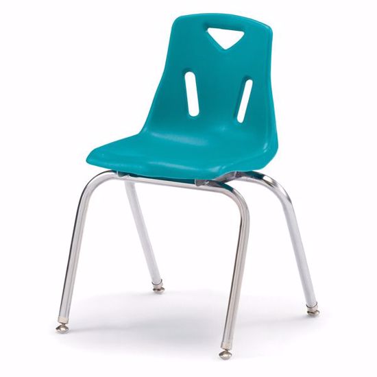 Picture of Berries® Stacking Chairs with Chrome-Plated Legs - 18" Ht - Set of 6 - Teal